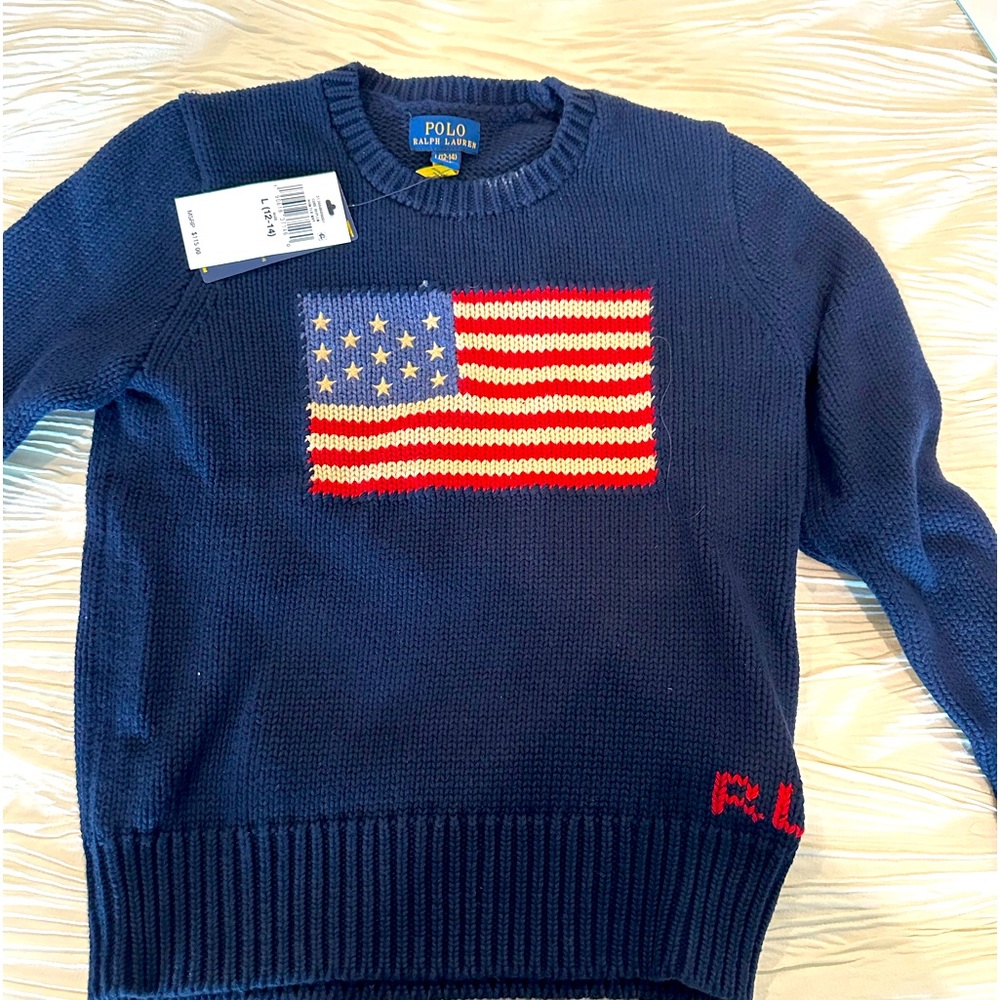 New with Tag Girls Ralph Lauren Flag Sweater